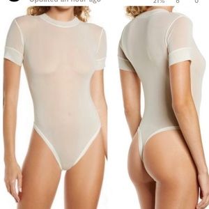 NWT - Skims Summer Mesh T-Shirt Bodysuit Color Bone Size 2X